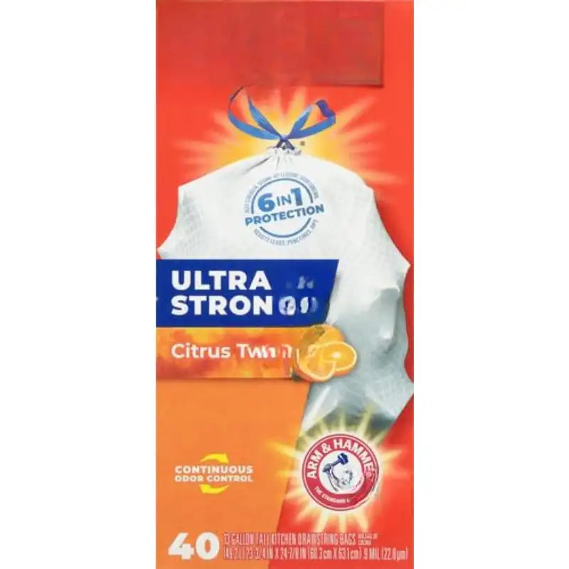 Ultra Strong Kitchen Trash Bags, Citrus Scent, 13 Gal, 40 Ct