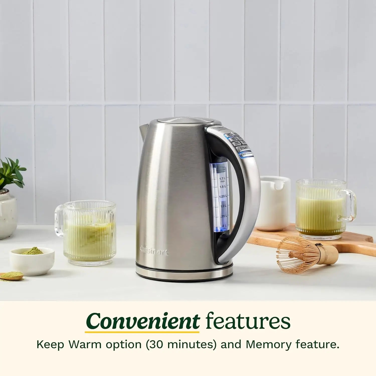 Cuisinart Stainless Steel Electric Kettle, 1.7L, 6 Temp Presets