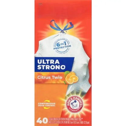Ultra Strong Kitchen Trash Bags, Citrus Scent, 13 Gal, 40 Ct
